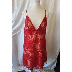 Red Lace Slip Dress Nightwear - Women's Intimates
